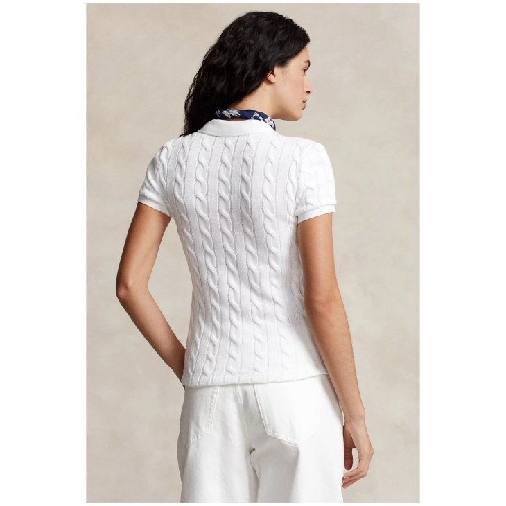 POLO RALPH LAUREN WOMEN CABLE KNIT POLO SHIRT