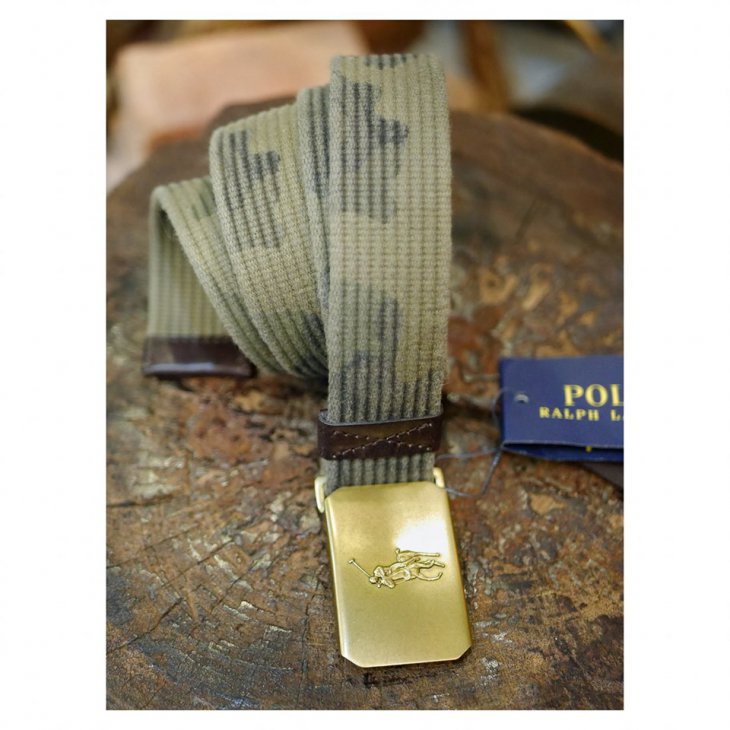 POLO RALPH LAUREN WEBBED BELT IN WASH CAMO