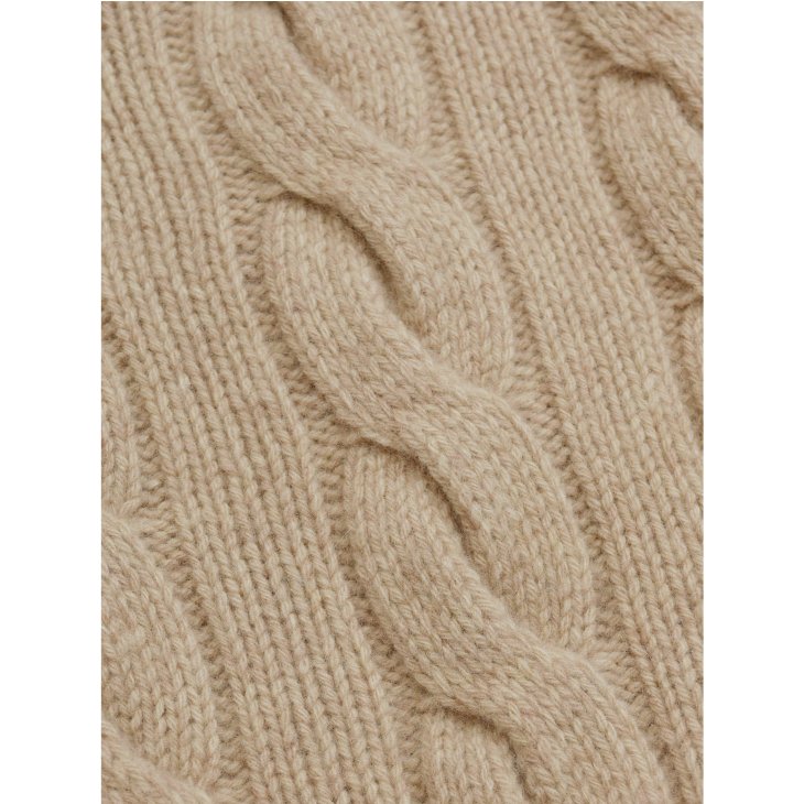 POLO RALPH LAUREN WOMEN CROPPED CABLE WOOL-CASHMERE SWEATER