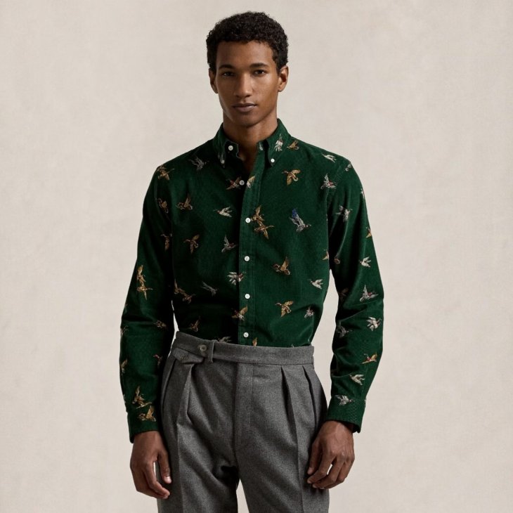 POLO RALPH LAUREN CLASSIC FIT MALLARD PRINT CORDUROY SHIRT