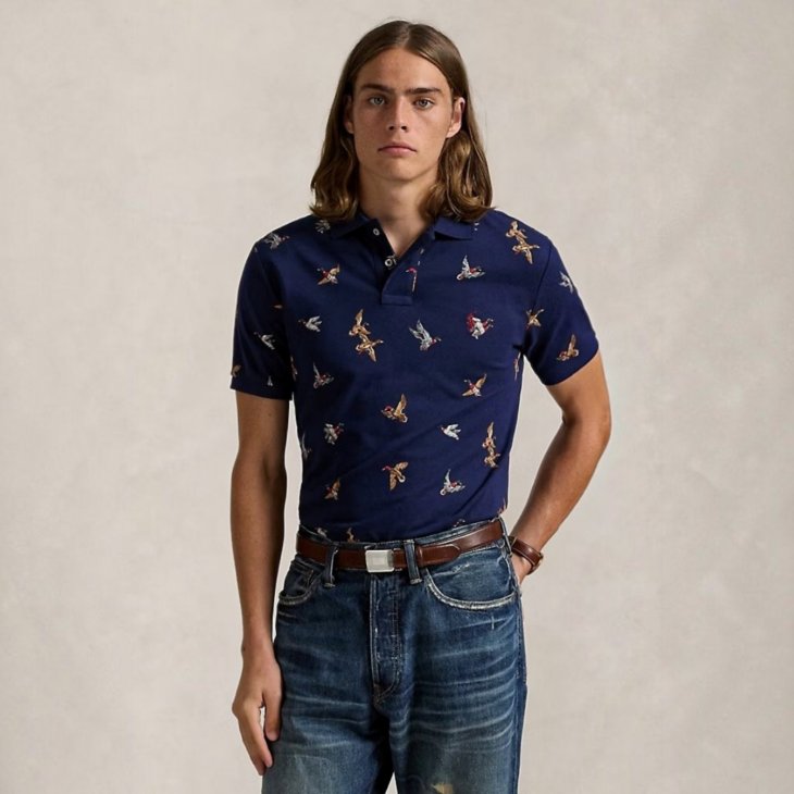 POLO RALPH LAUREN CUSTOM SLIM DUCK PRINT MESH POLO SHIRT