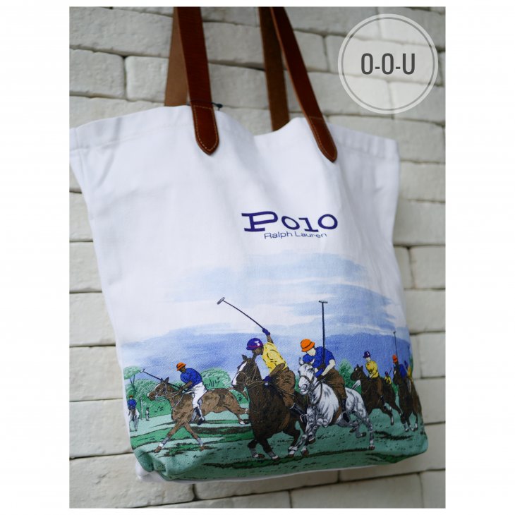 POLO RALPH LAUREN EQUESTRIAN-PRINT TWILL SHOPPER TOTE
