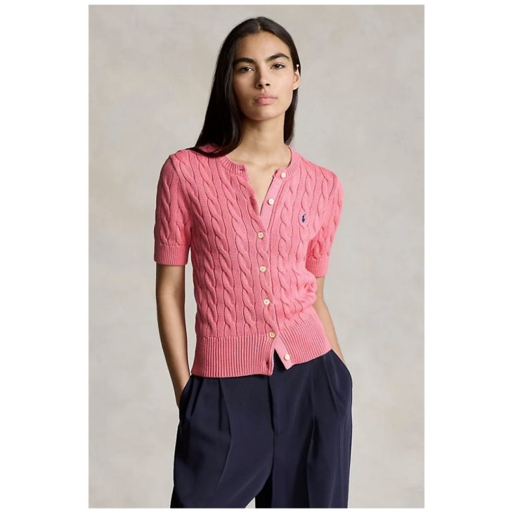 POLO RALPH LAUREN CABLE KNIT SHORT SLEEVE CARDIGAN