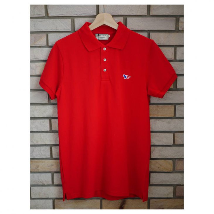 MAISON KITSUNE POLO TRICOLOR FOX PATCH