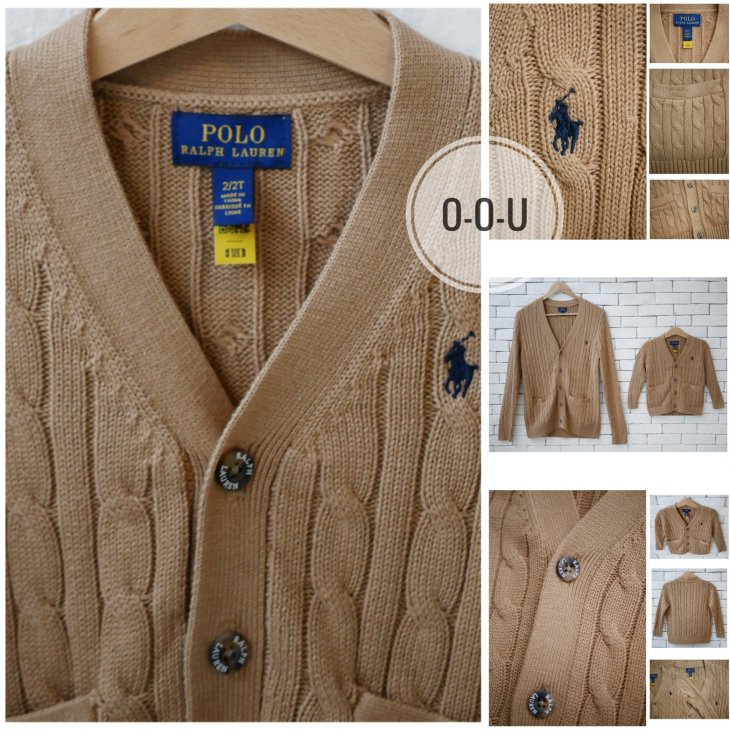 POLO RALPH LAUREN KIDS CABLE-KNIT COTTON V-NECK CARDIGAN