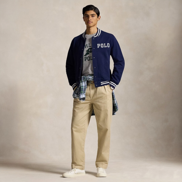POLO RALPH LAUREN LOGO FLEECE BASEBALL JACKET