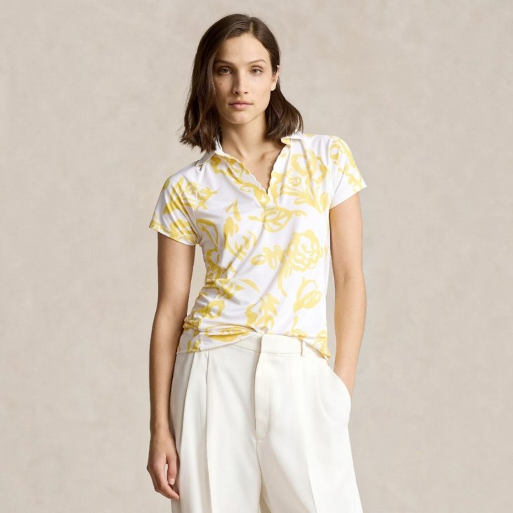POLO RALPH LAUREN RLX TAILORED FIT FLORAL JERSEY POLO SHIRT