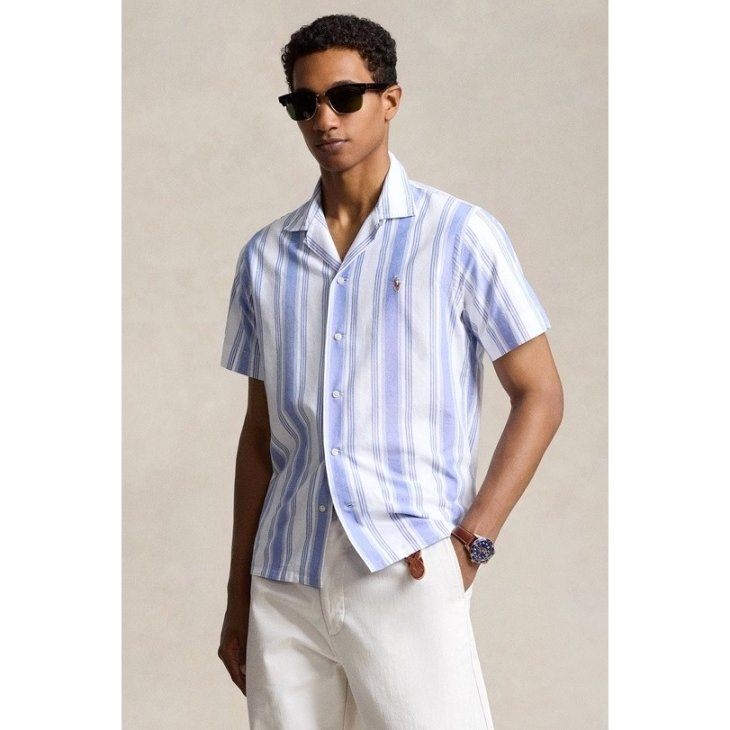 POLO RALPH LAUREN CLASSIC FIT STRIPED OXFORD CAMP SHIRT