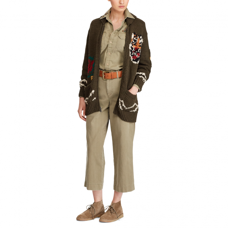 POLO RALPH LAUREN INTARSIA-KNIT SHAWL CARDIGAN