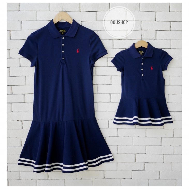 POLO RALPH LAUREN KIDS STRIPED STRETCH MESH POLO DRESS