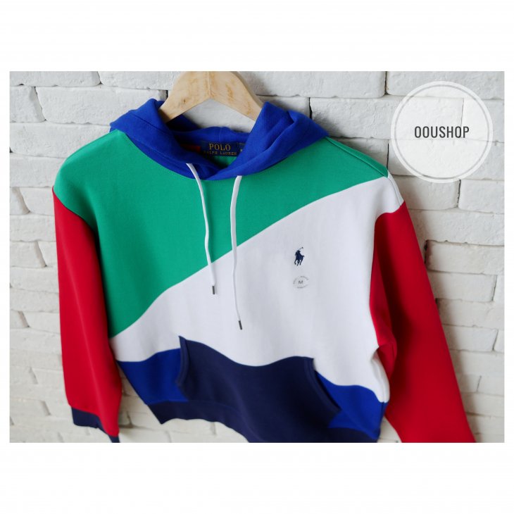 POLO RALPH LAUREN COLOR-BLOCKED DOUBLE-KNIT HOODIE