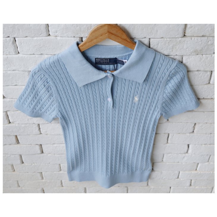 POLO RALPH LAUREN WOMEN COTTON CABLE KNIT POLO SHIRT