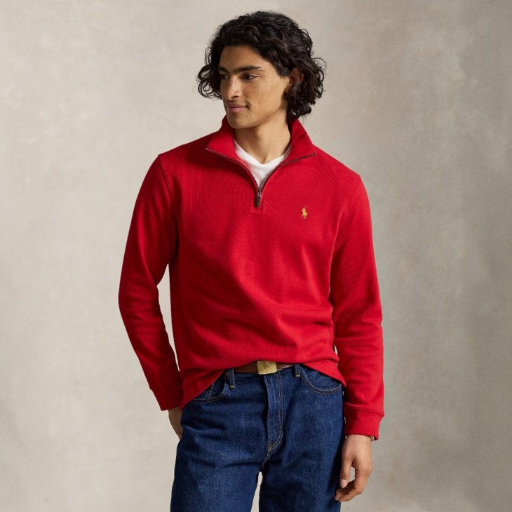 POLO RALPH LAUREN COTTON QUARTER-ZIP SWEATER