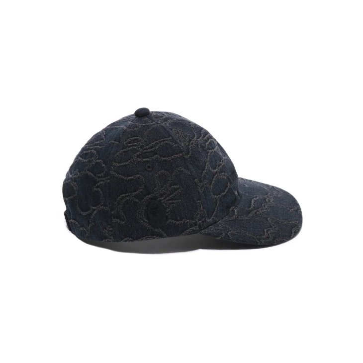 A BATHING APE LINE CAMO JACQUARD MULTI LOGO DENIM CAP
