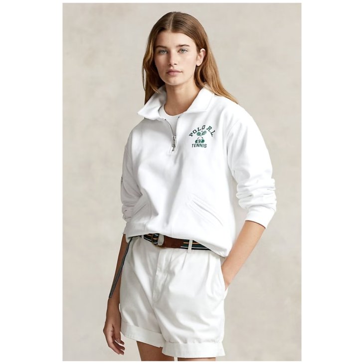 POLO RALPH LAUREN WOMEN WIMBLEDON LIGHTWEIGHT FLEECE HALF ZIP