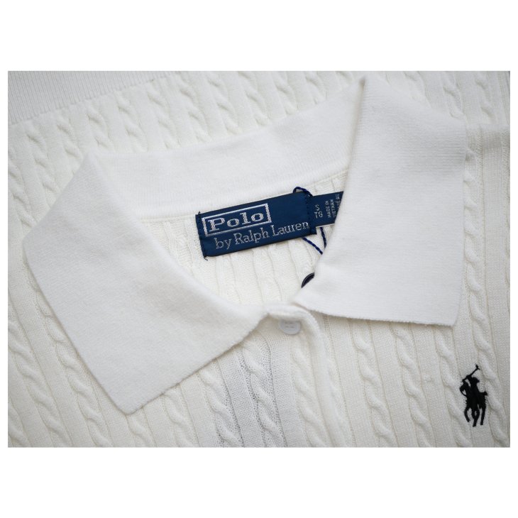 POLO RALPH LAUREN WOMEN COTTON CABLE KNIT POLO SHIRT