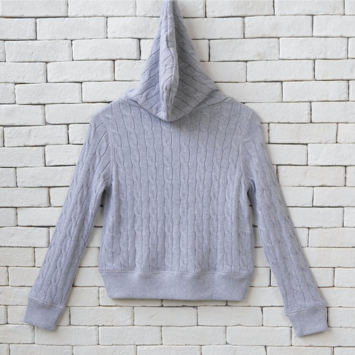 POLO RALPH LAUREN WOMEN CABLE-KNIT COTTON FULL ZIP HOODIE