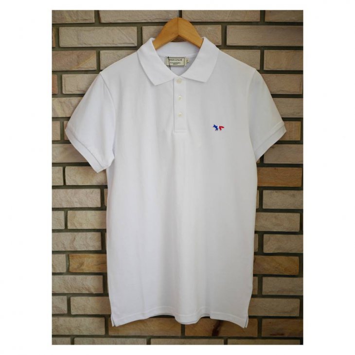 MAISON KITSUNE POLO TRICOLOR FOX PATCH