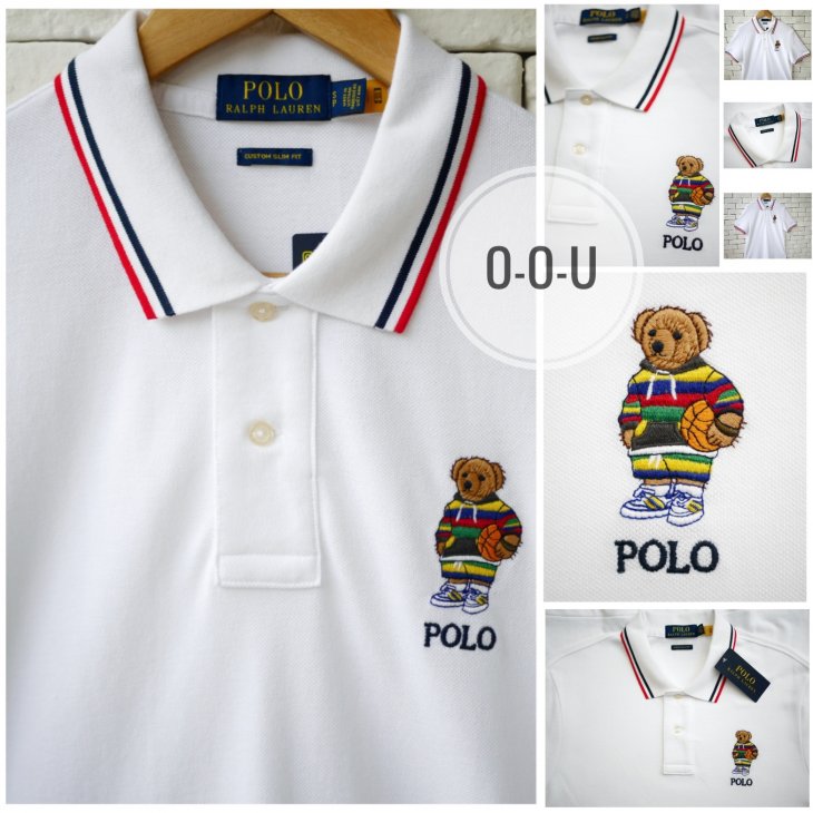 POLO RALPH LAUREN CUSTOM SLIM FIT POLO BEAR MESH POLO SHIRT