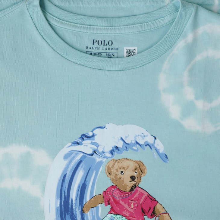 POLO RALPH LAUREN BOYS TIE-DYE POLO BEAR COTTON T-SHIRT