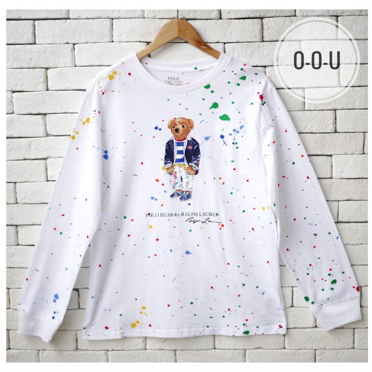POLO RALPH LAUREN POLO BEAR BOYS PAINT SPLATTER LONG-SLEEVE T-SHIRT