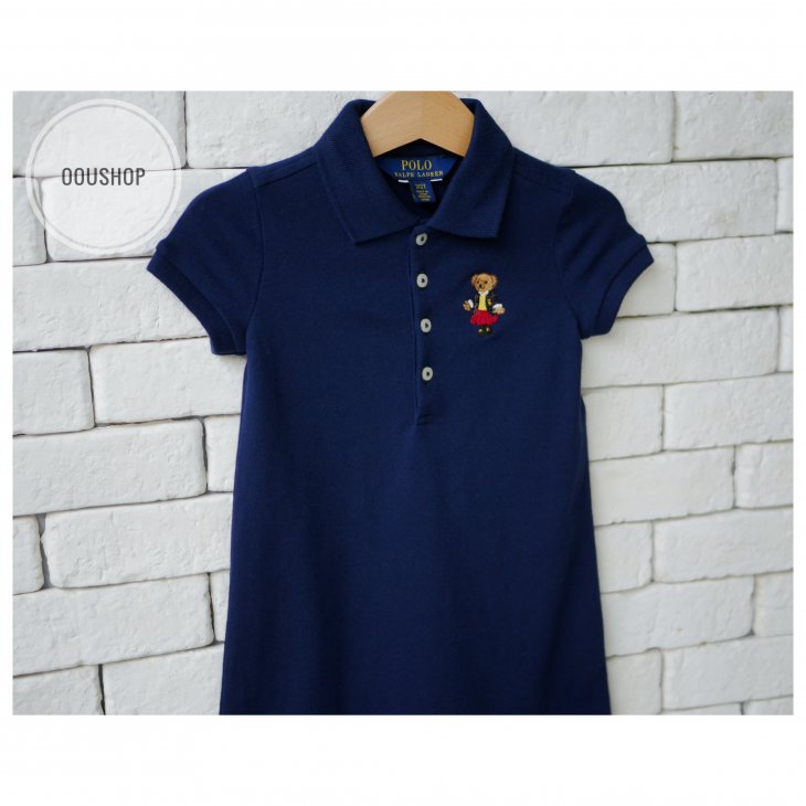 POLO RALPH LAUREN POLO BEAR KIDS STRETCH MESH POLO DRESS