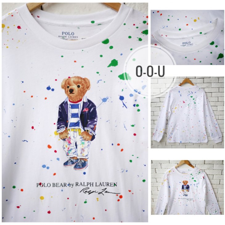 POLO RALPH LAUREN POLO BEAR BOYS PAINT SPLATTER LONG-SLEEVE T-SHIRT