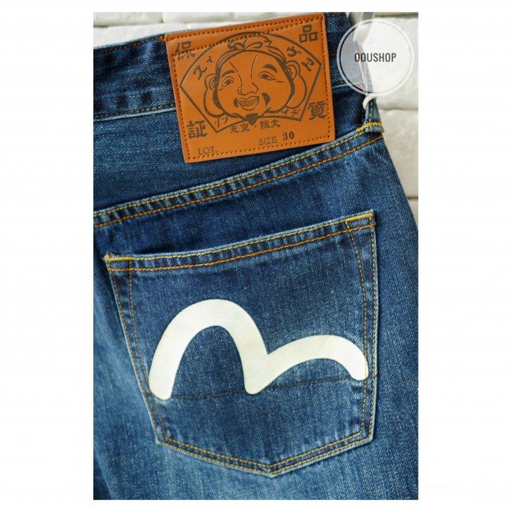 EVISU KAMON LASER-PRINTED DENIM SHORTS