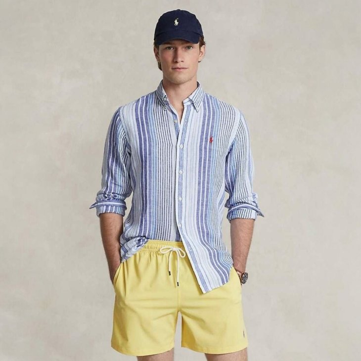 POLO RALPH LAUREN CLASSIC FIT STRIPED LINEN SHIRT