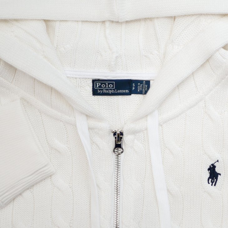 POLO RALPH LAUREN WOMEN CABLE-KNIT COTTON FULL ZIP HOODIE