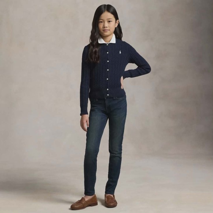POLO RALPH LAUREN GIRLS MINI-CABLE COTTON CARDIGAN