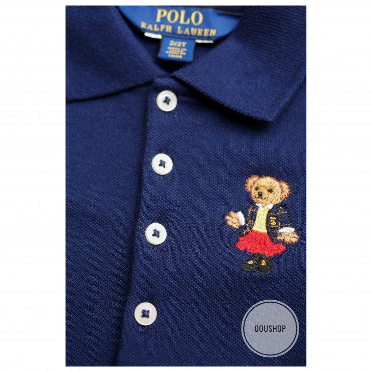 POLO RALPH LAUREN POLO BEAR KIDS STRETCH MESH POLO DRESS