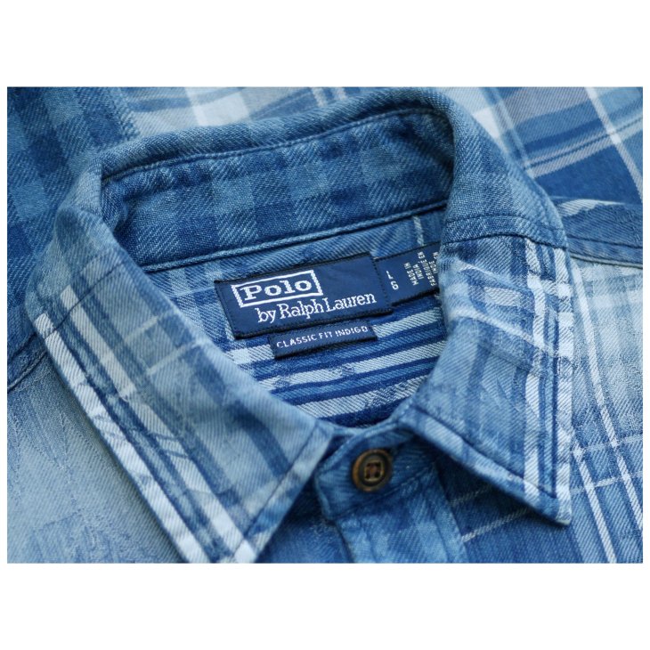 POLO RALPH LAUREN CLASSIC FIT INDIGO PATCHWORK WORKSHIRT