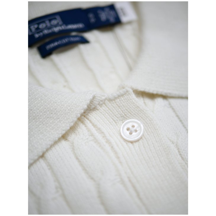 POLO RALPH LAUREN CABLE KNIT COTTON POLO CARDIGAN