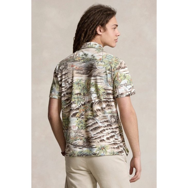 POLO RALPH LAUREN CLASSIC FIT BEACH-PRINT MESH POLO SHIRT