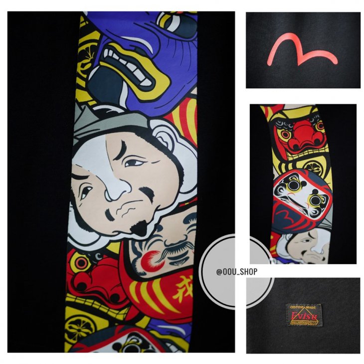 EVISU ALLOVER DARUMA DAICOCK PRINTED SWEAT SHORTS