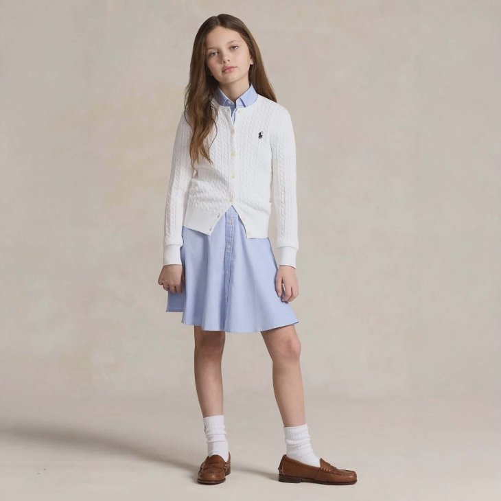 POLO RALPH LAUREN GIRLS MINI-CABLE COTTON CARDIGAN