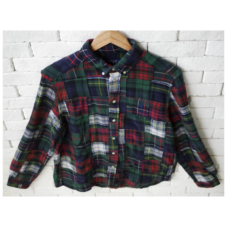 POLO RALPH LAUREN BOYS PATCHWORK PLAID BRUSHED FLANNEL SHIRT