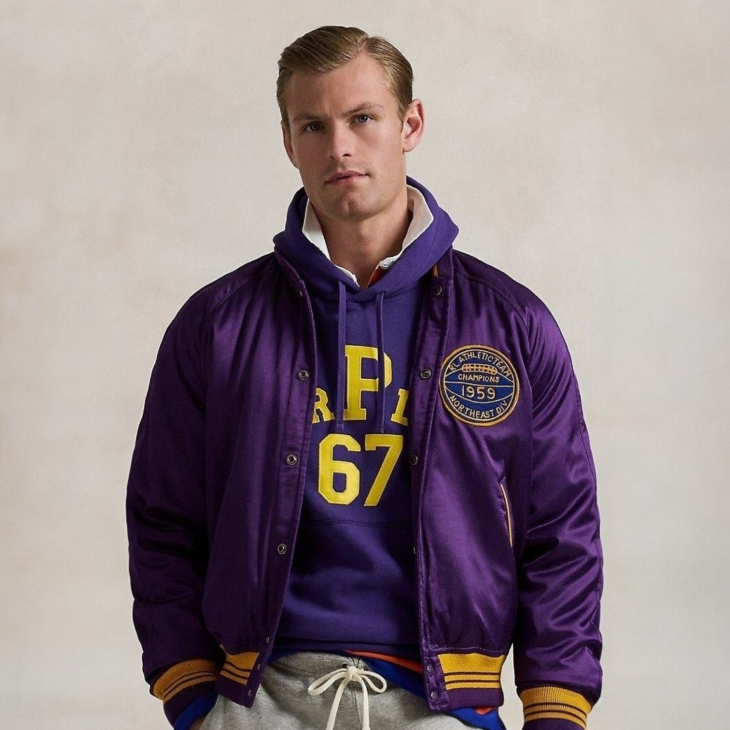POLO RALPH LAUREN SATIN VARSITY-INSPIRED JACKET