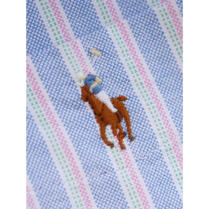 POLO RALPH LAUREN BOYS STRIPED COTTON OXFORD SHORT-SLEEVE SHIRT