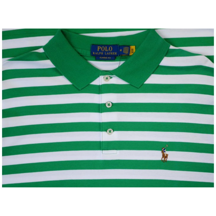 POLO RALPH LAUREN STRIPED COTTON MESH POLO SHIRT