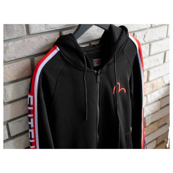 EVISU ZIP-UP HOODIE WITH EVISU LOGO JACQUARD TRIMS