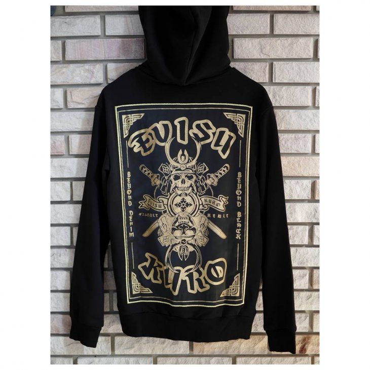 EVISU KURO ZIP-UP HOODIE WITH GLITTER