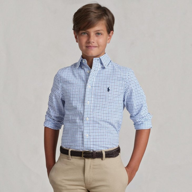 POLO RALPH LAUREN BOYS TATTERSALL COTTON POPLIN SHIRT