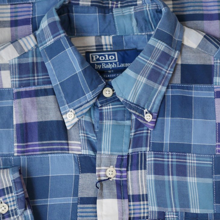 POLO RALPH LAUREN CLASSIC FIT PATCHWORK MADRAS CAMP SHIRT