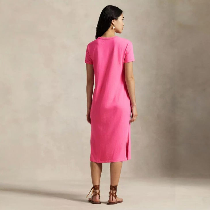 POLO RALPH LAUREN WOMEN COTTON CREWNECK POCKET TEE DRESS