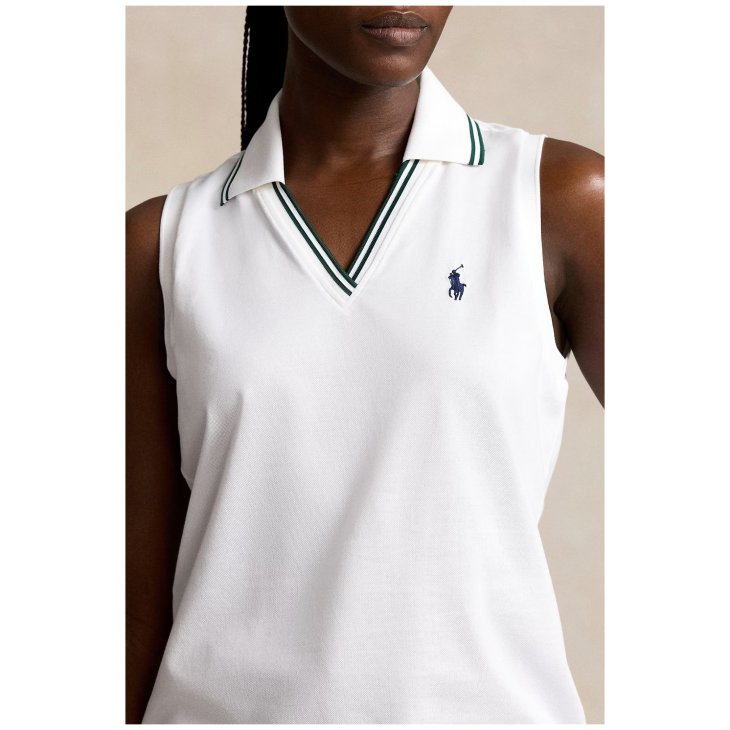 POLO RALPH LAUREN WIMBLEDON PIQUE SLEEVELESS POLO SHIRT