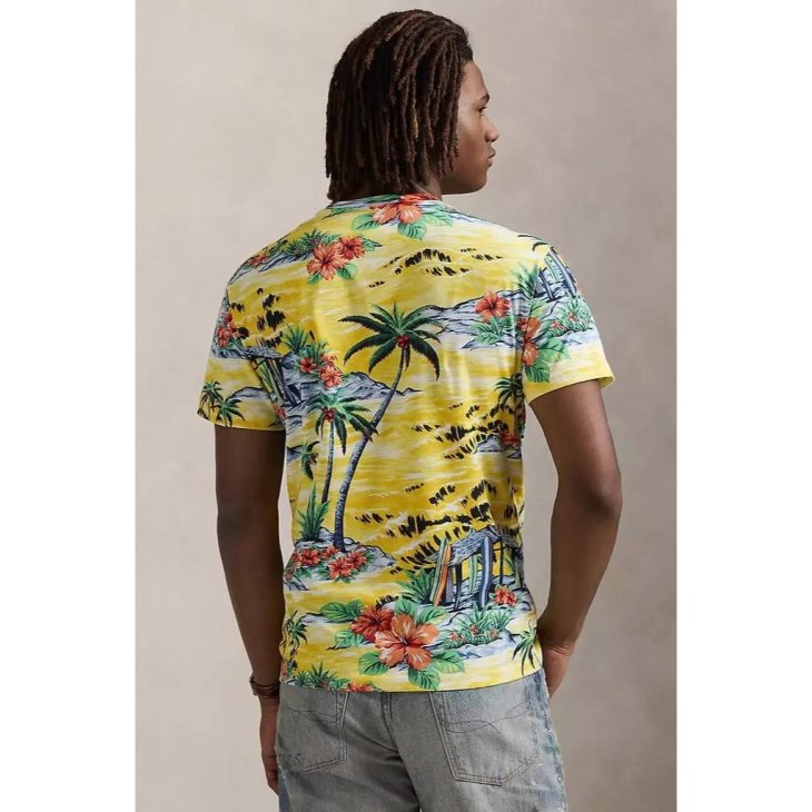 POLO RALPH LAUREN CUSTOM SLIM FIT BEACH-PRINT JERSEY T-SHIRT