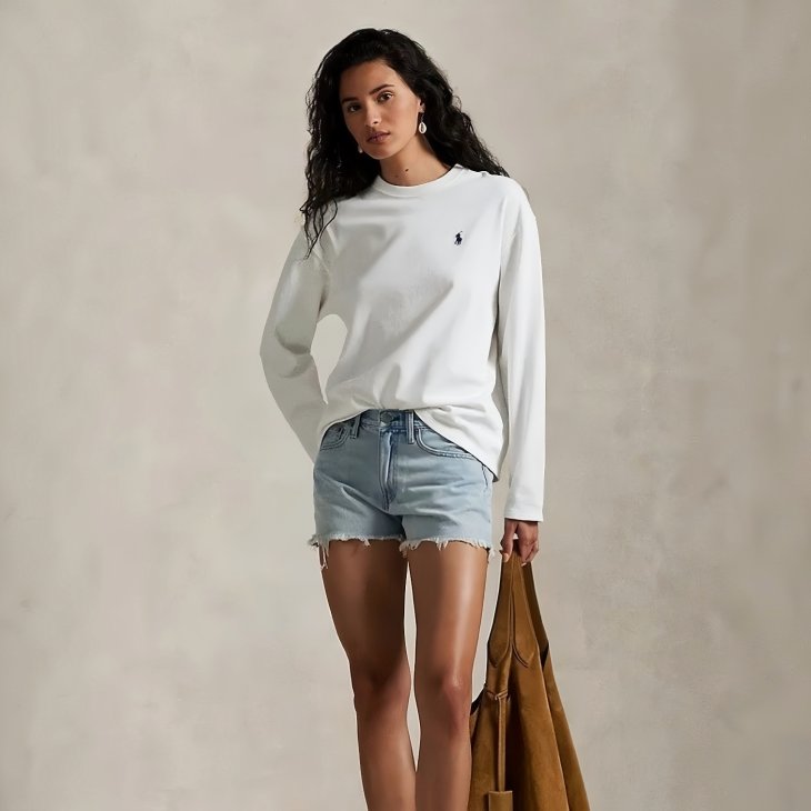 POLO RALPH LAUREN WOMEN DESTROYED-HEM DENIM SHORT