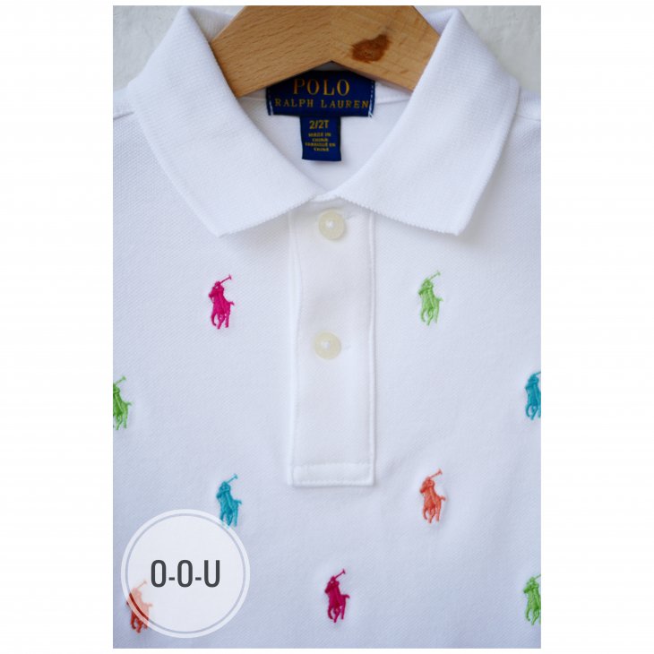 POLO RALPH LAUREN ALLOVER PONY KIDS COTTON MESH POLO SHIRT